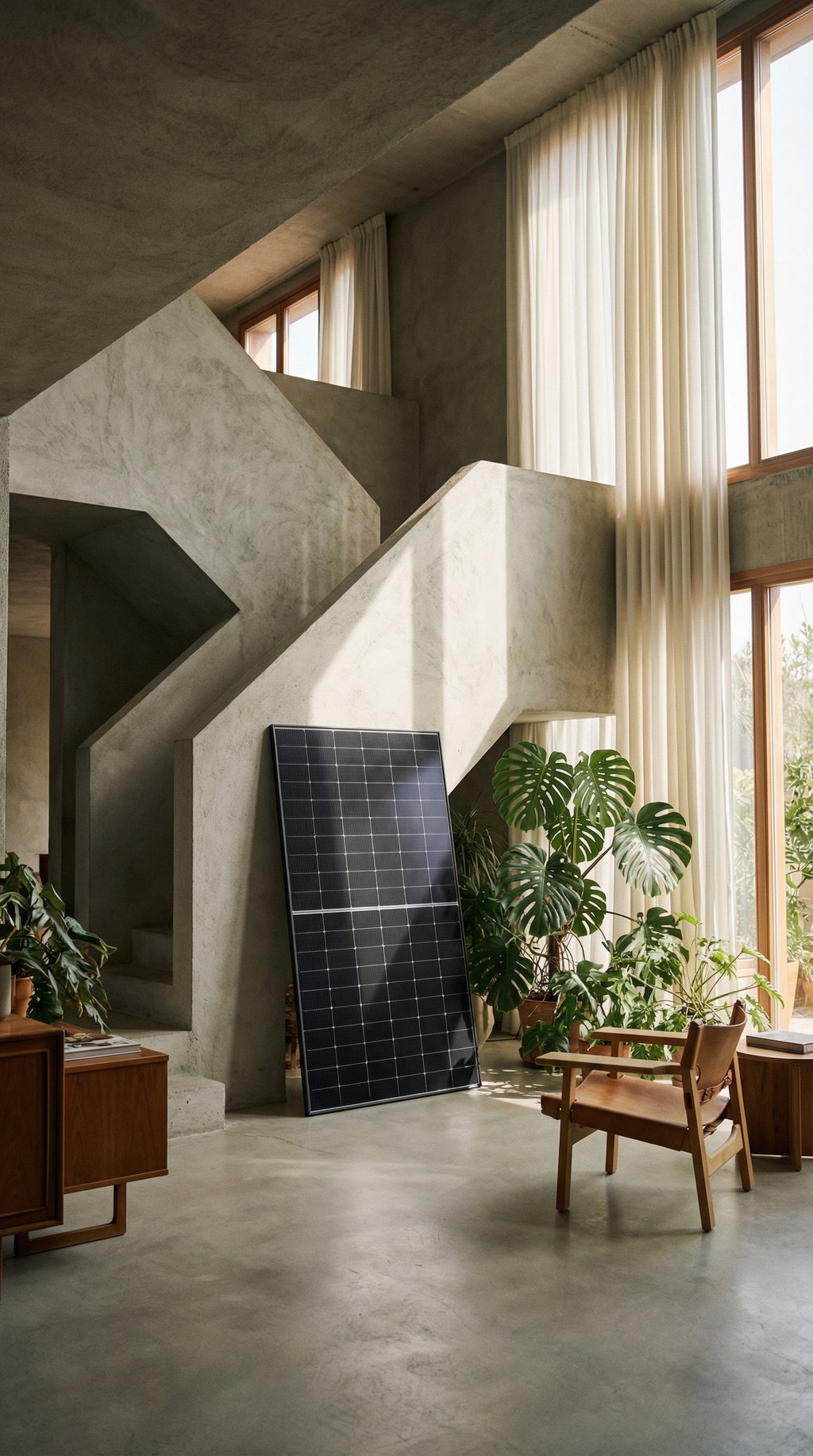 AI product shot of Jinko 470 Watt 96 Cell TIGER NEO Mono-Facial Dual Glass N-Type 30mm Black Frame Solar Panel