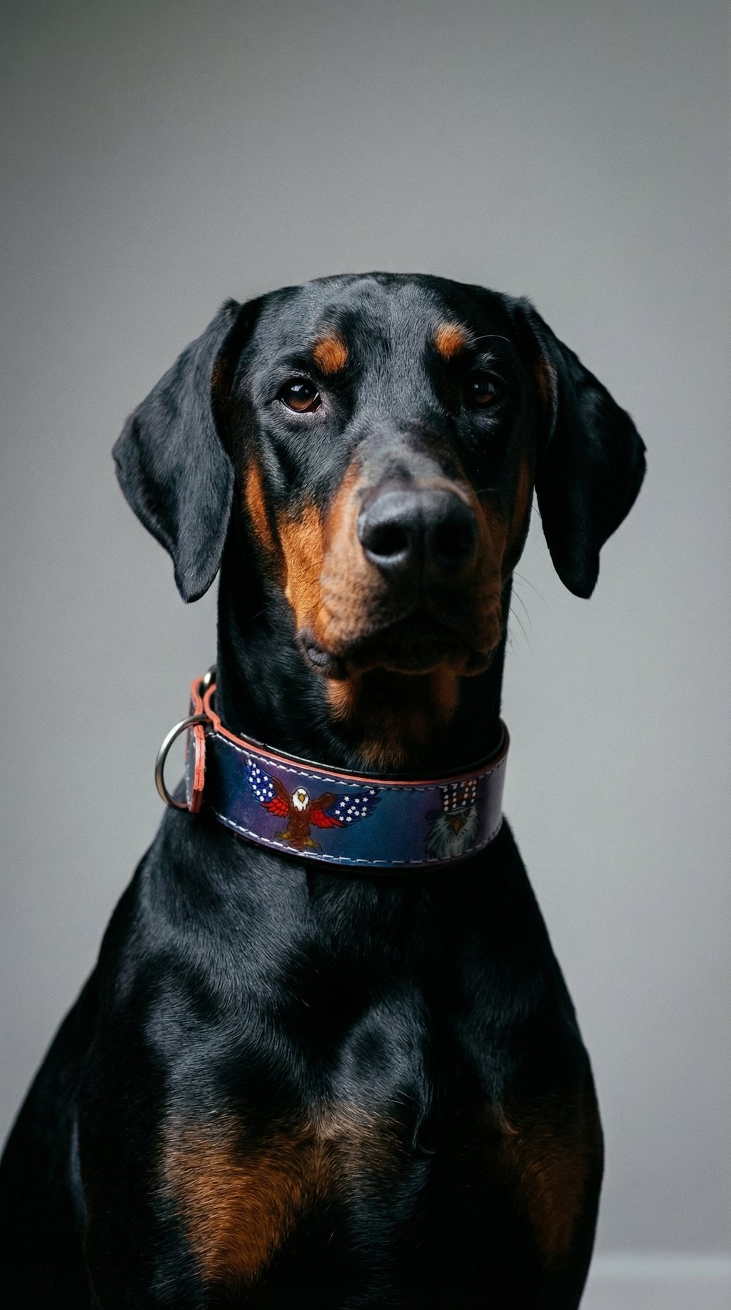 AI product shot of American Eagle Color-Shift Leather Dog Collar