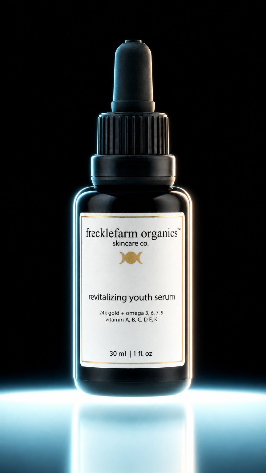 AI product shot of 24k gold infused revitalizing youth serum