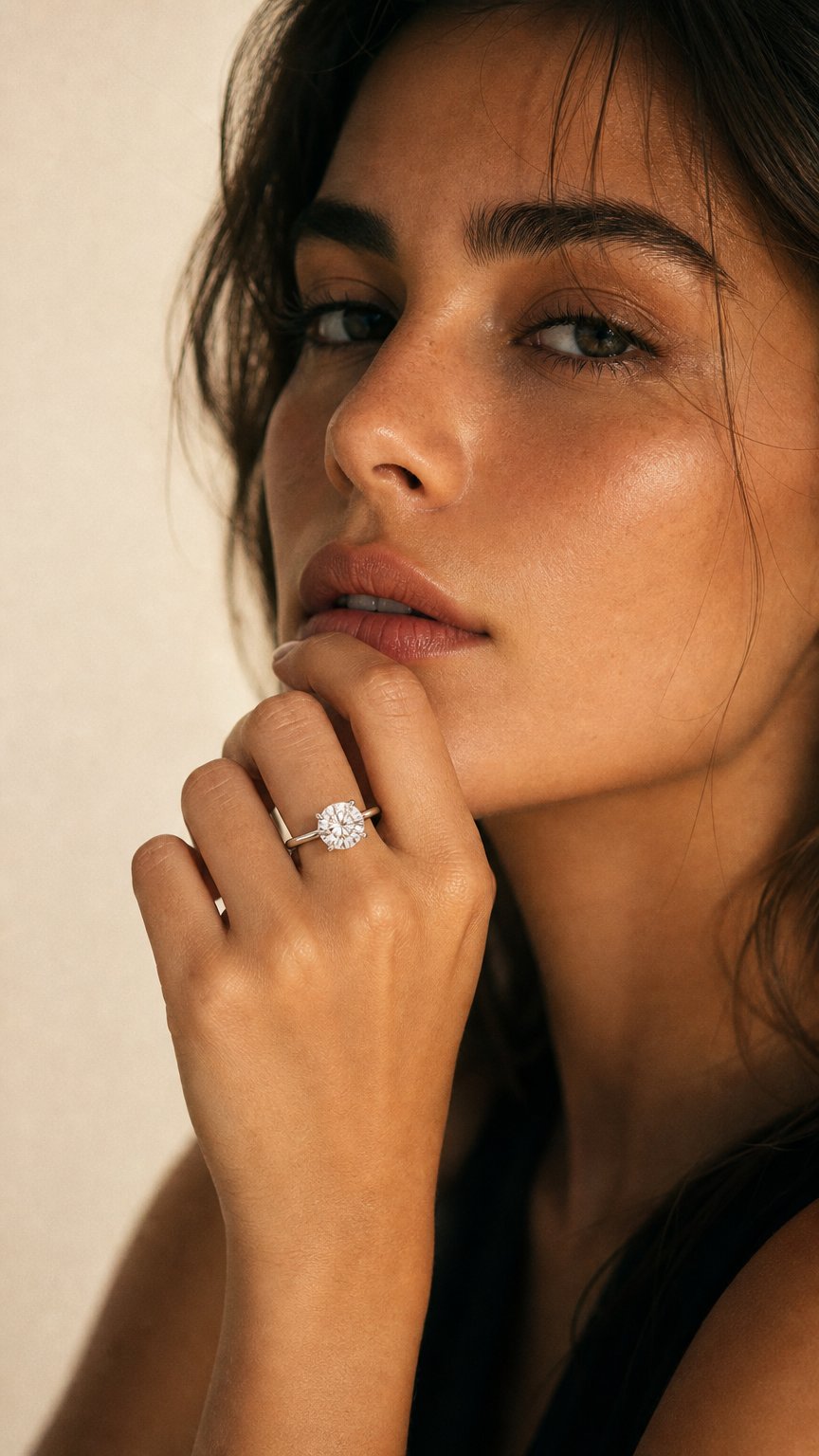 AI product shot of Round Cut Solitaire Lab Grown Diamond Ring ✧ 1-4 Carat