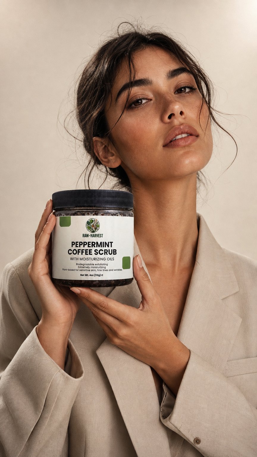 AI product shot of Peppermint Coffee Scrub