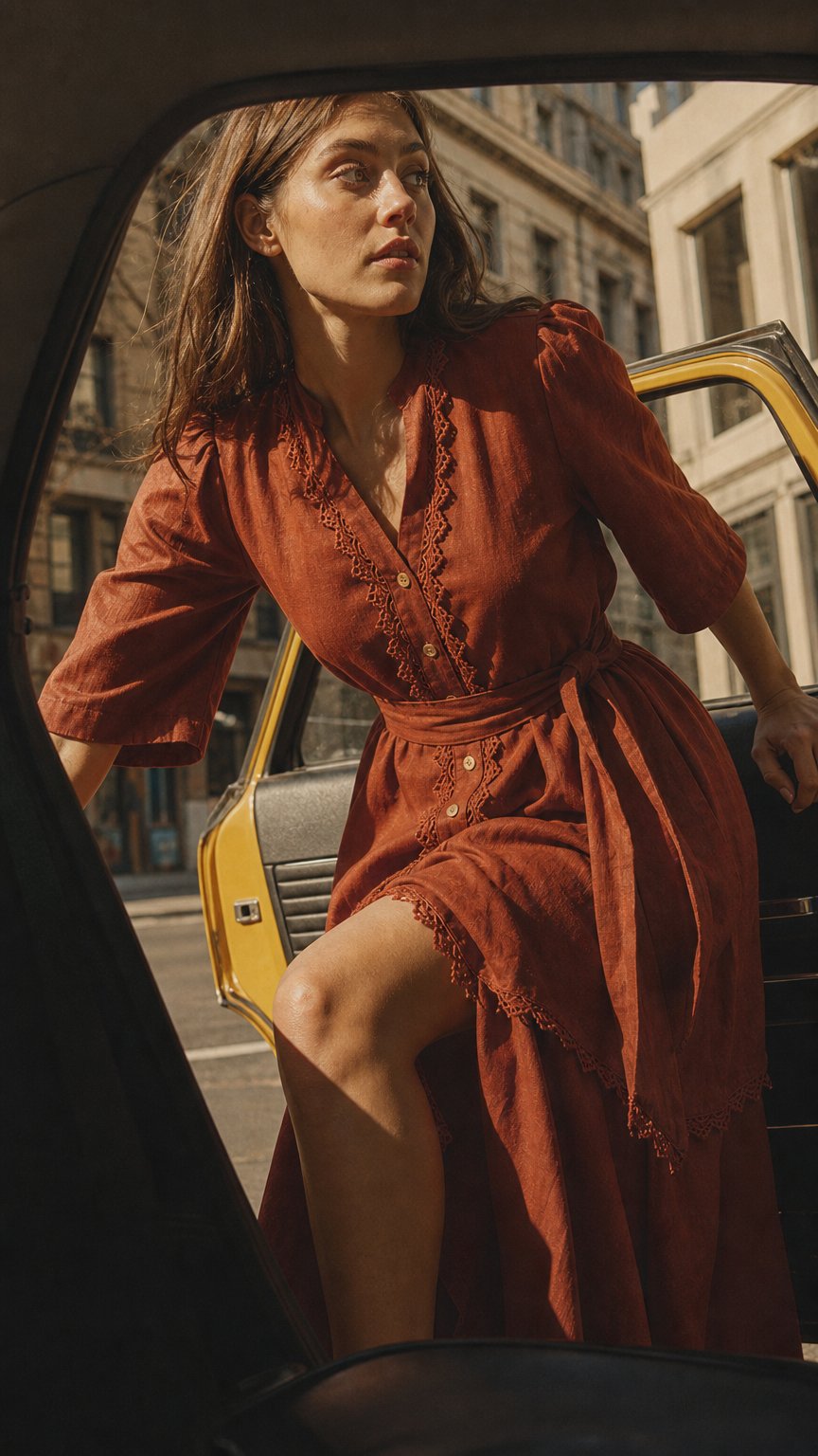 AI product shot of TULIP DRESS SIENNA