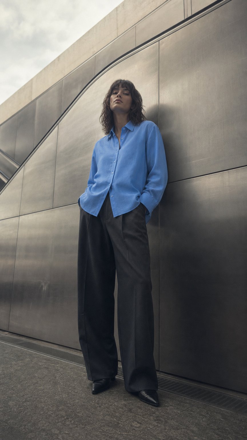 AI product shot of Maxi Linen Shirt - Sky Blue
