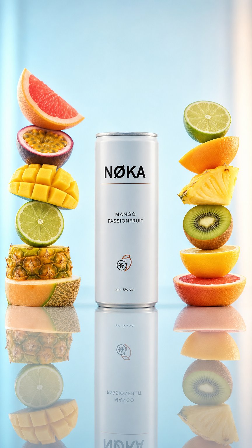 AI product shot of NØKA Mango Passionfruit
