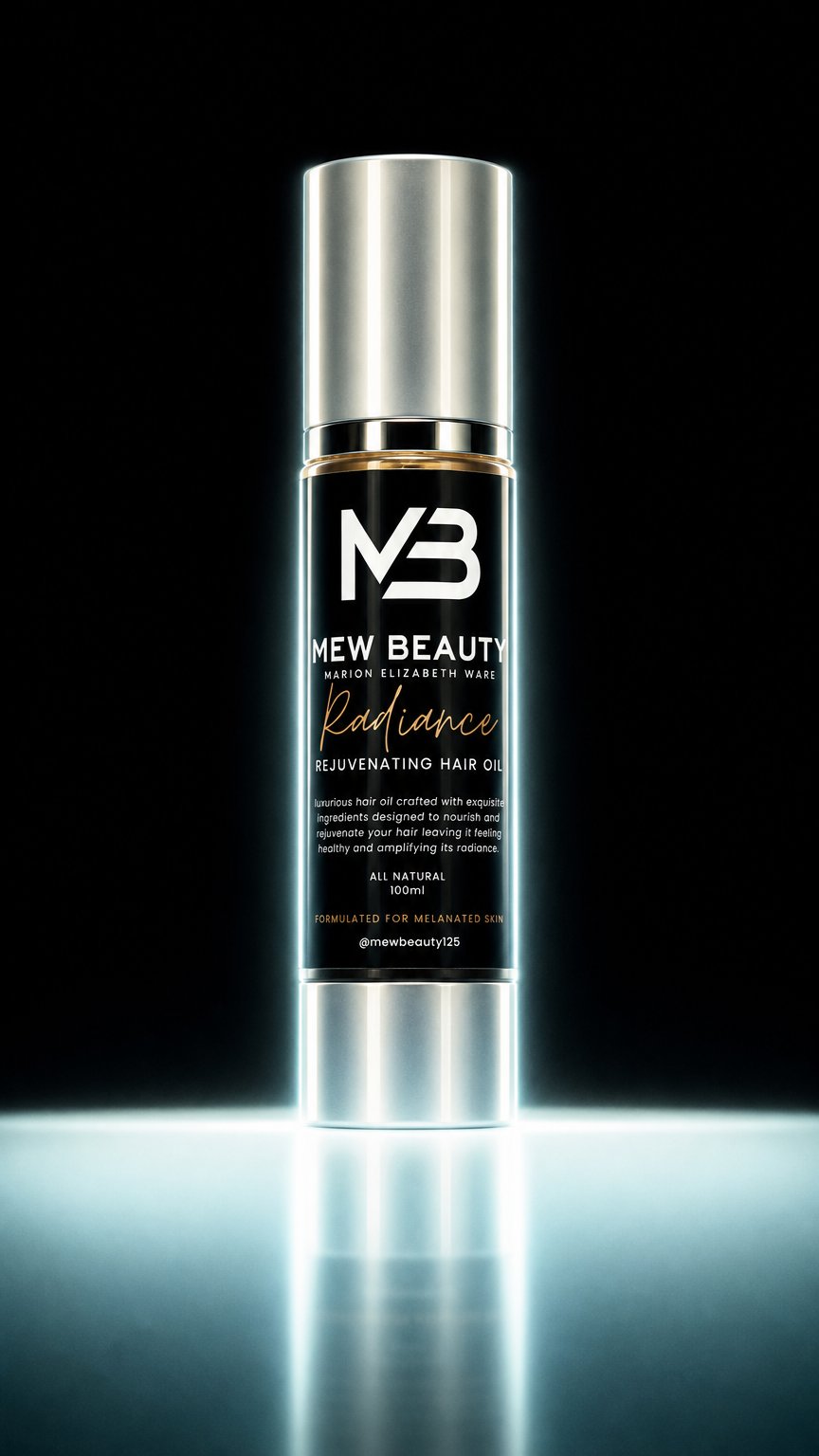AI product shot of MEW Beauty Radiance Hair Oil