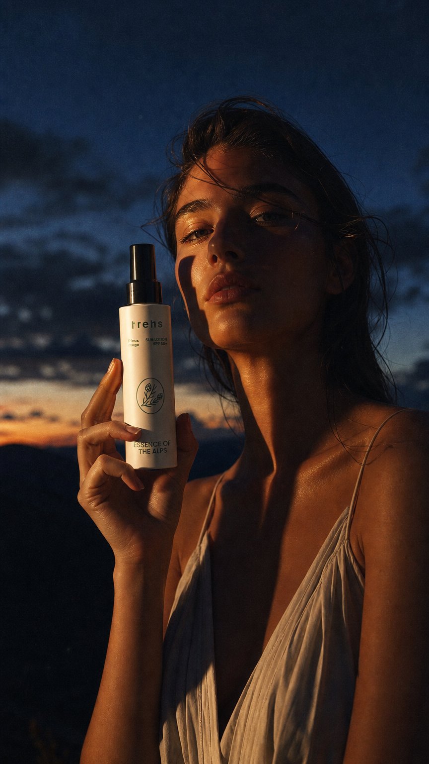 AI product shot of Pinus Mugo Sun Lotion SPF 50+