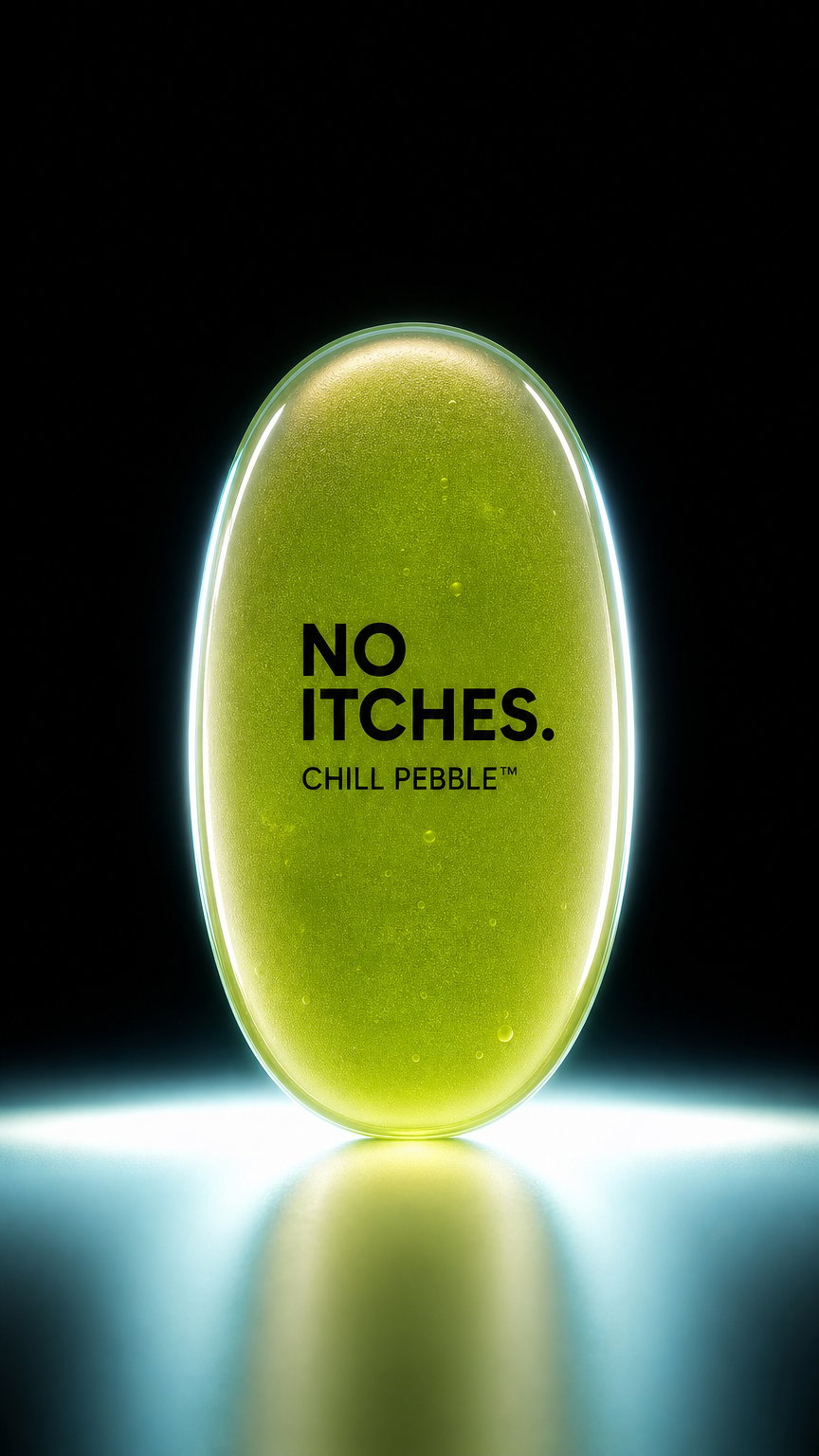 AI product shot of NO ITCHES. Cooling Skincare Ritual