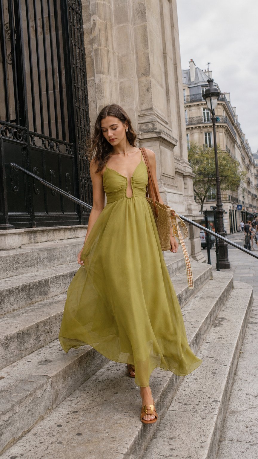 AI product shot of Aurora | Ruched Slip Maxi Dress