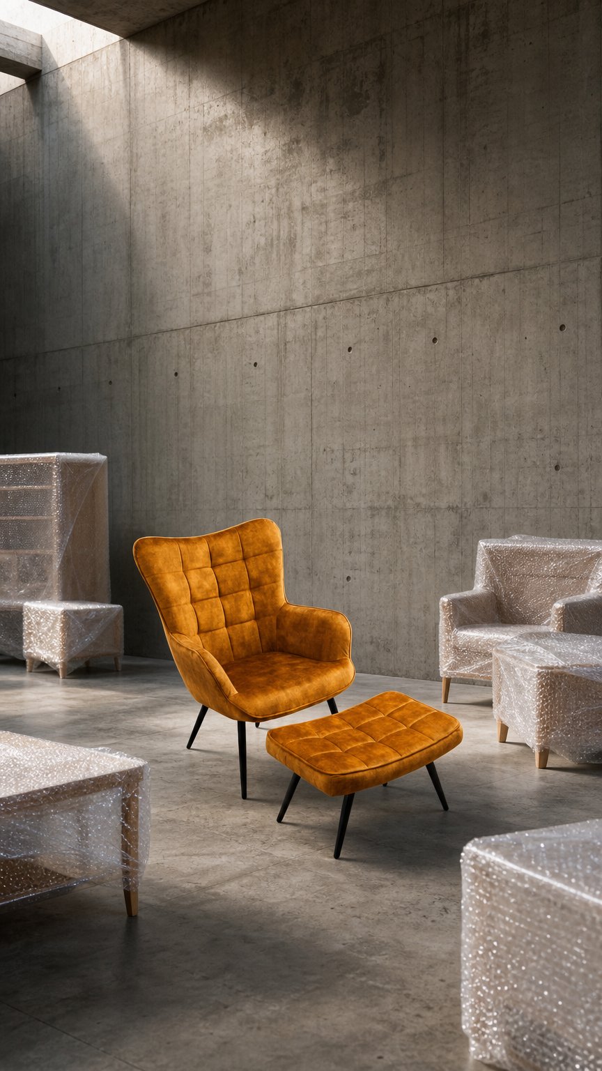 AI product shot of Sessel No.1 Senf