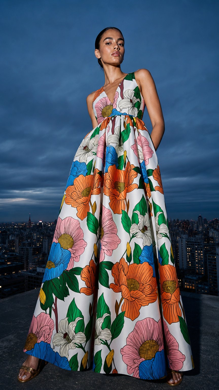 AI product shot of Isabella Taffeta Maxi Dress - Salento