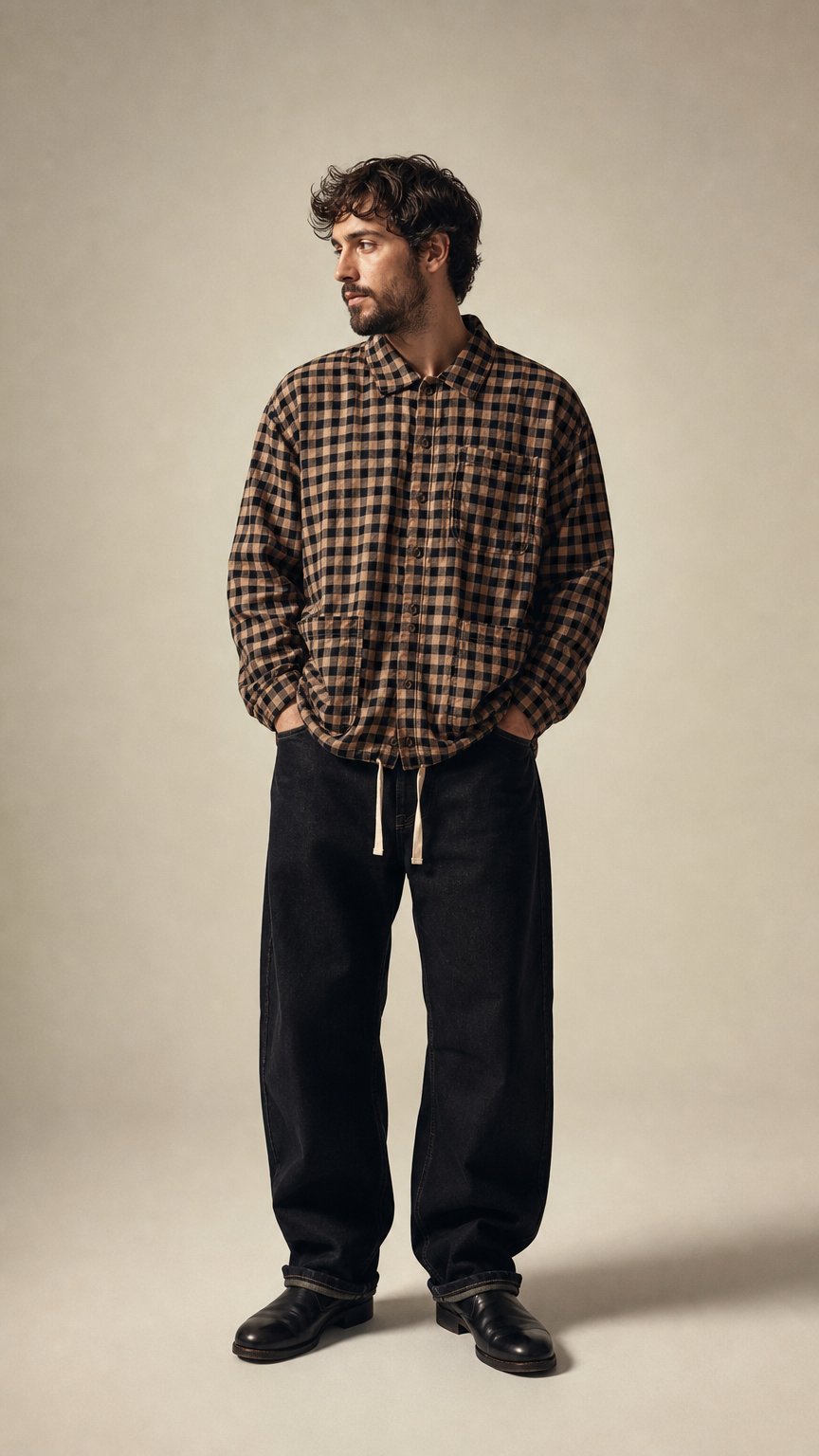 AI product shot of PLAID COMFY SHIRT