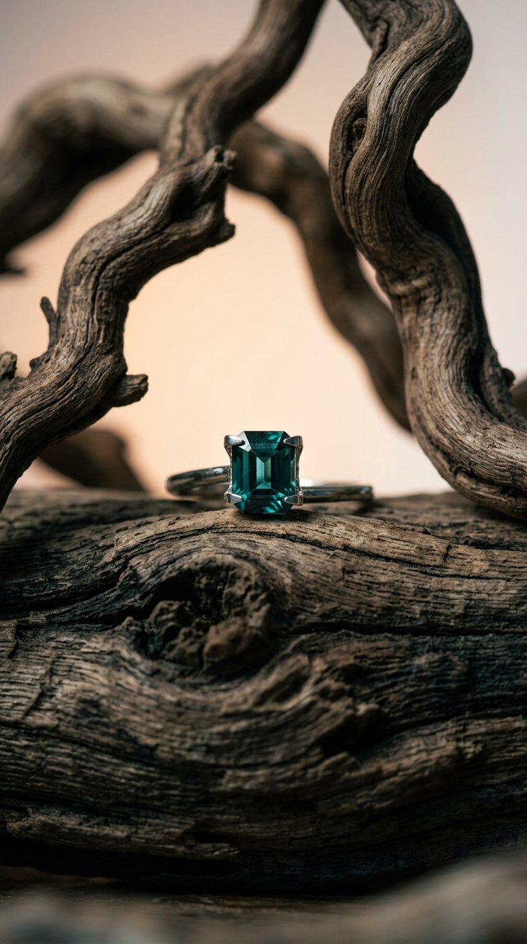 AI product shot of 1.49Ct Peacock Blue Madagascar Sapphire | Emerald Shape