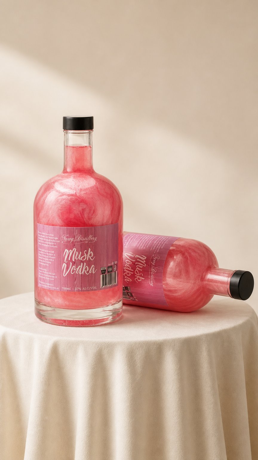 AI product shot of Musk Vodka