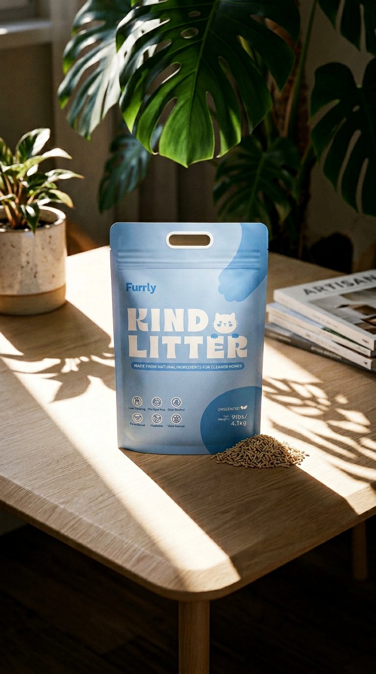 AI product shot of Furrly Natural Litter