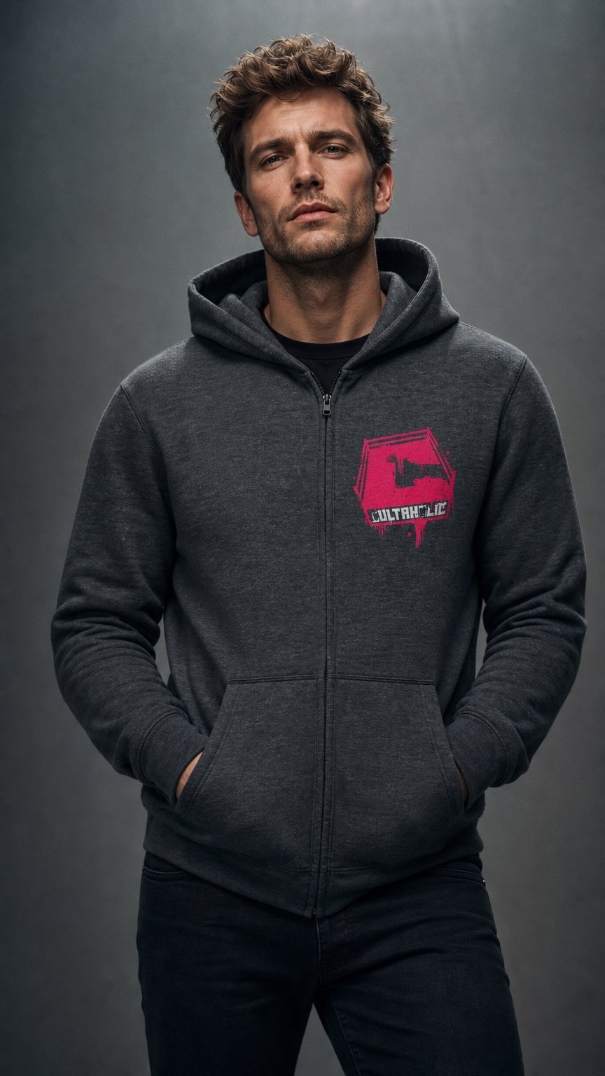 AI product shot of Spray Paint Logo Zip-Up Hoodie