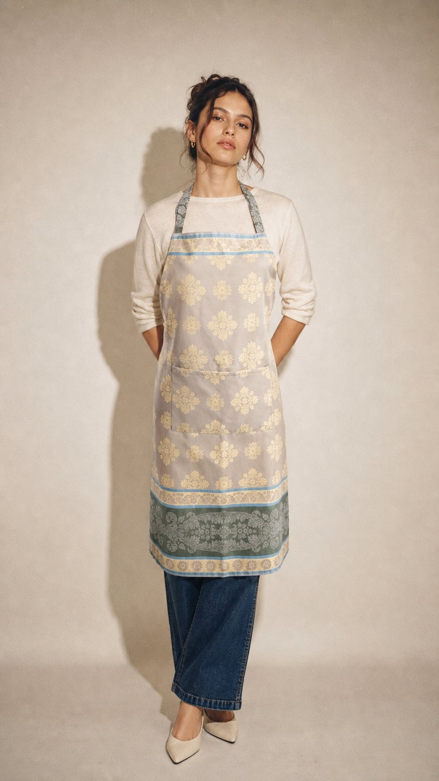 AI product shot of Jacquard Le Marché Kitchen Full-Size Apron