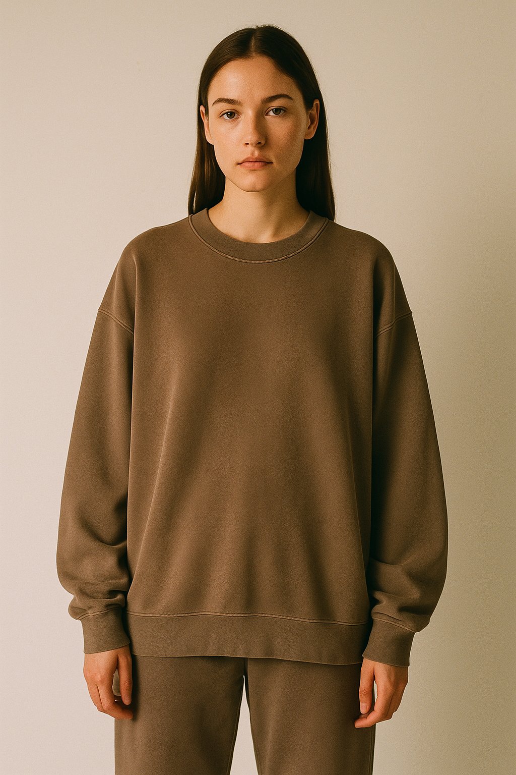 AI product shot of OVERSIZED CORE CREWNECK