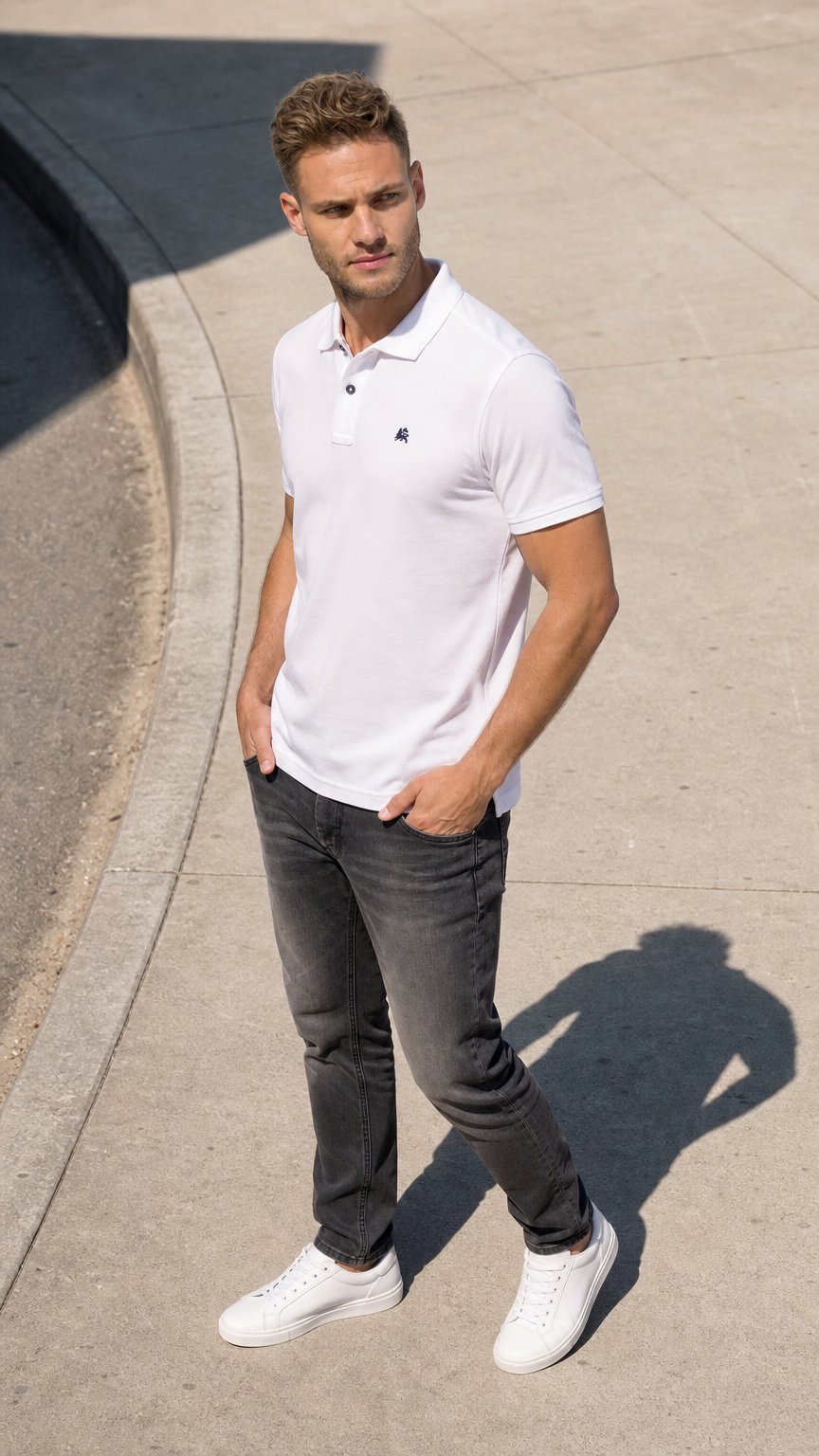 AI product shot of Klassisches Poloshirt für Herren in *Cool & Dry* Piquéqualität