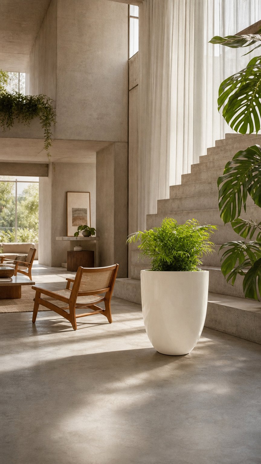 AI product shot of Jay Scotts Valencia Round Fiberglass Planter