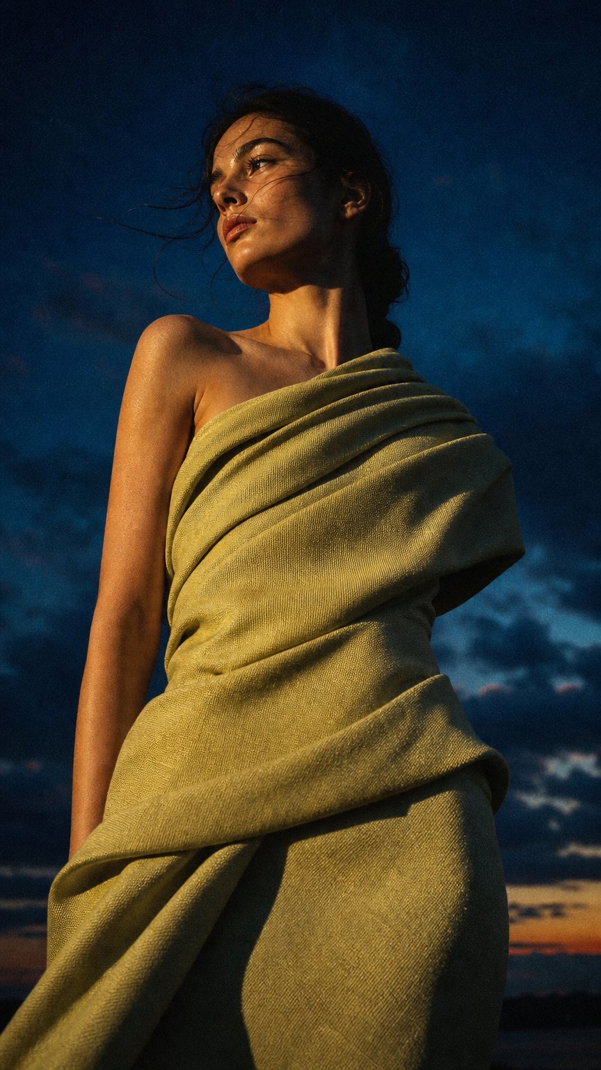 AI product shot of Kintoki Kiji Linen Tencel in Khaki-2.5m