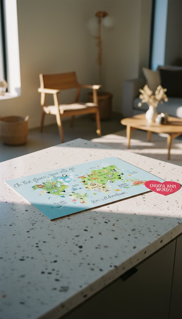 AI product shot of Personalised CHILDRENS Travel Map Pin Board