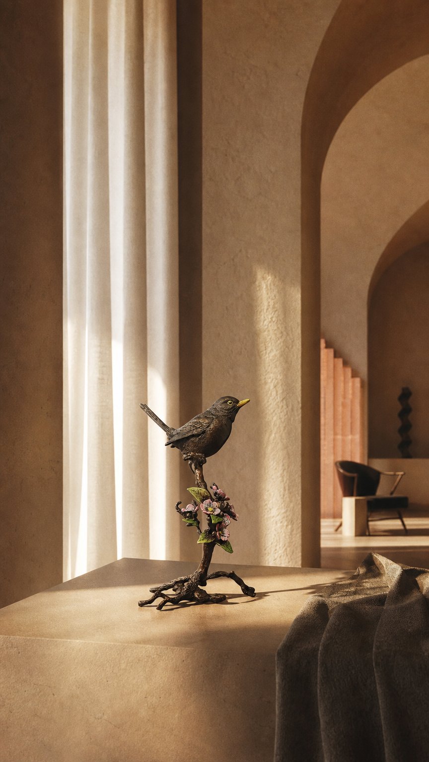 AI product shot of Blackbird with Blossom (1046)