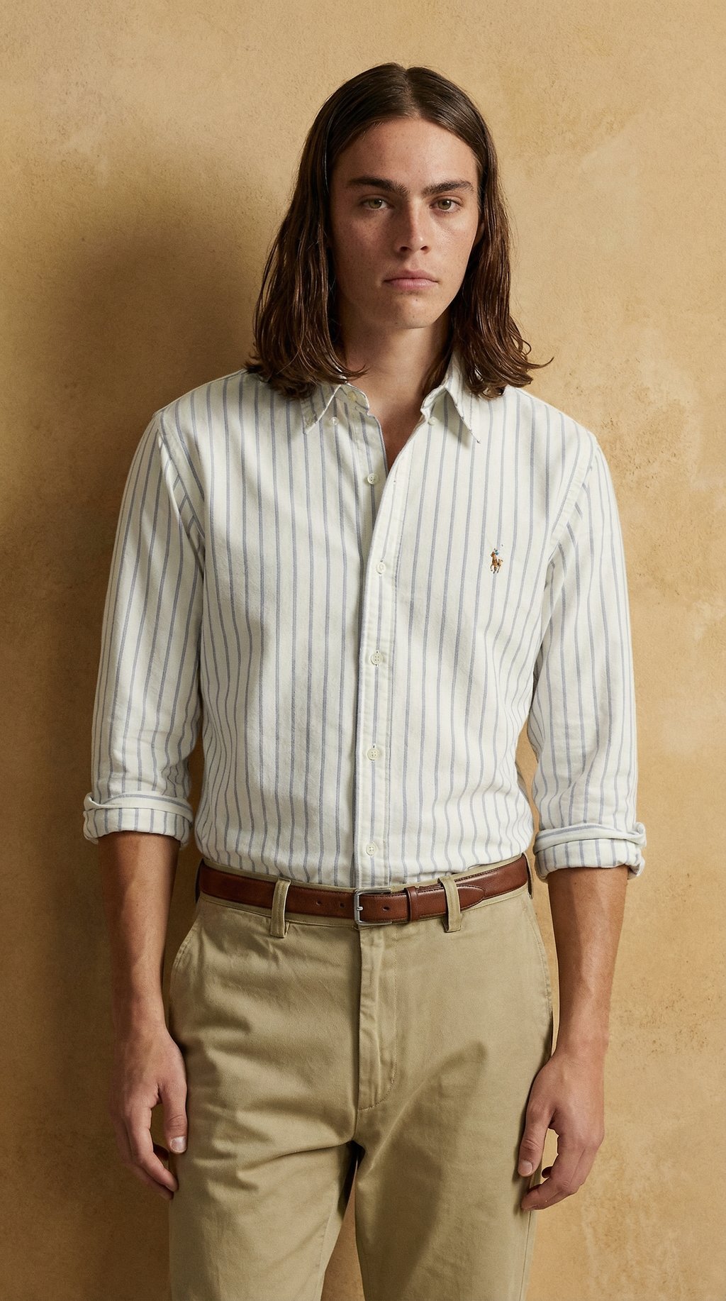 AI product shot of Polo Ralph Lauren Custom Fit Striped Oxford Shirt