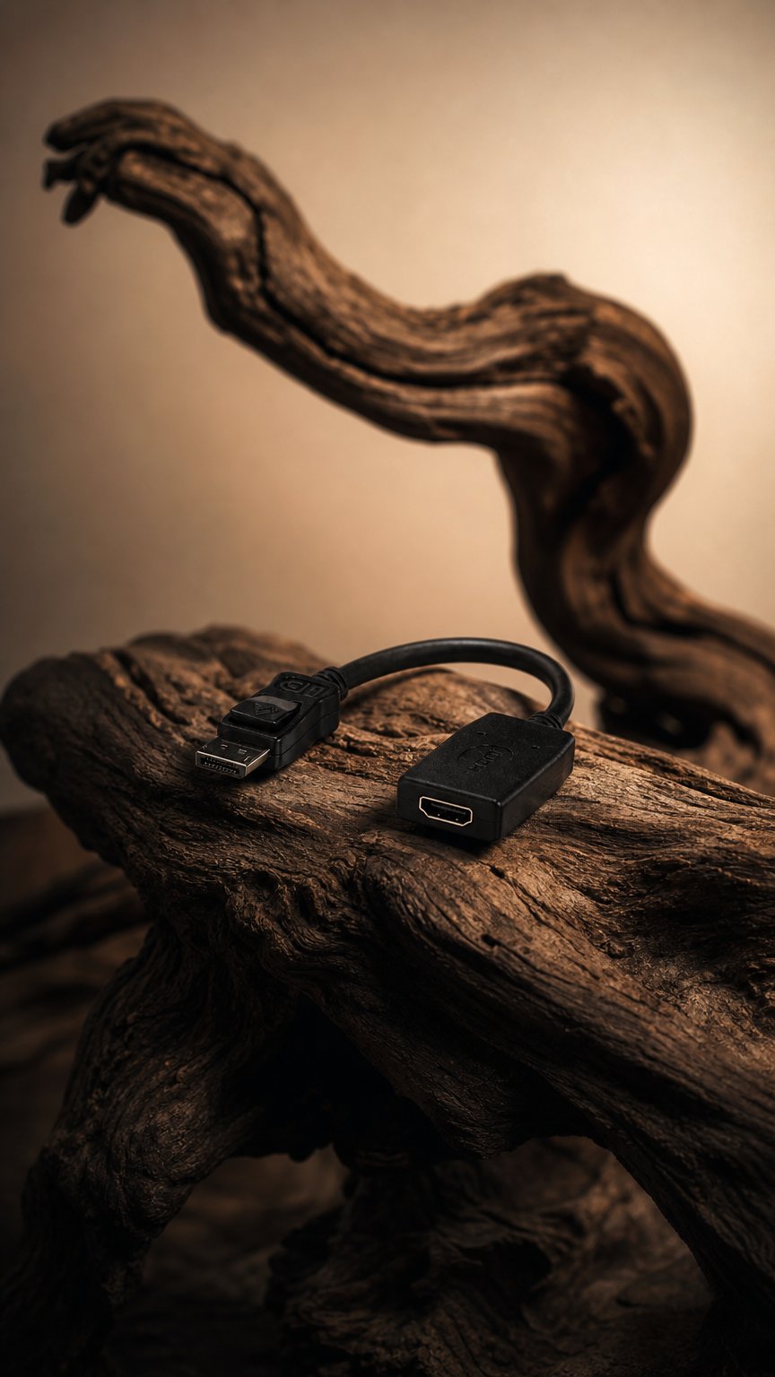 AI product shot of DisplayPort To HDMI Adapter