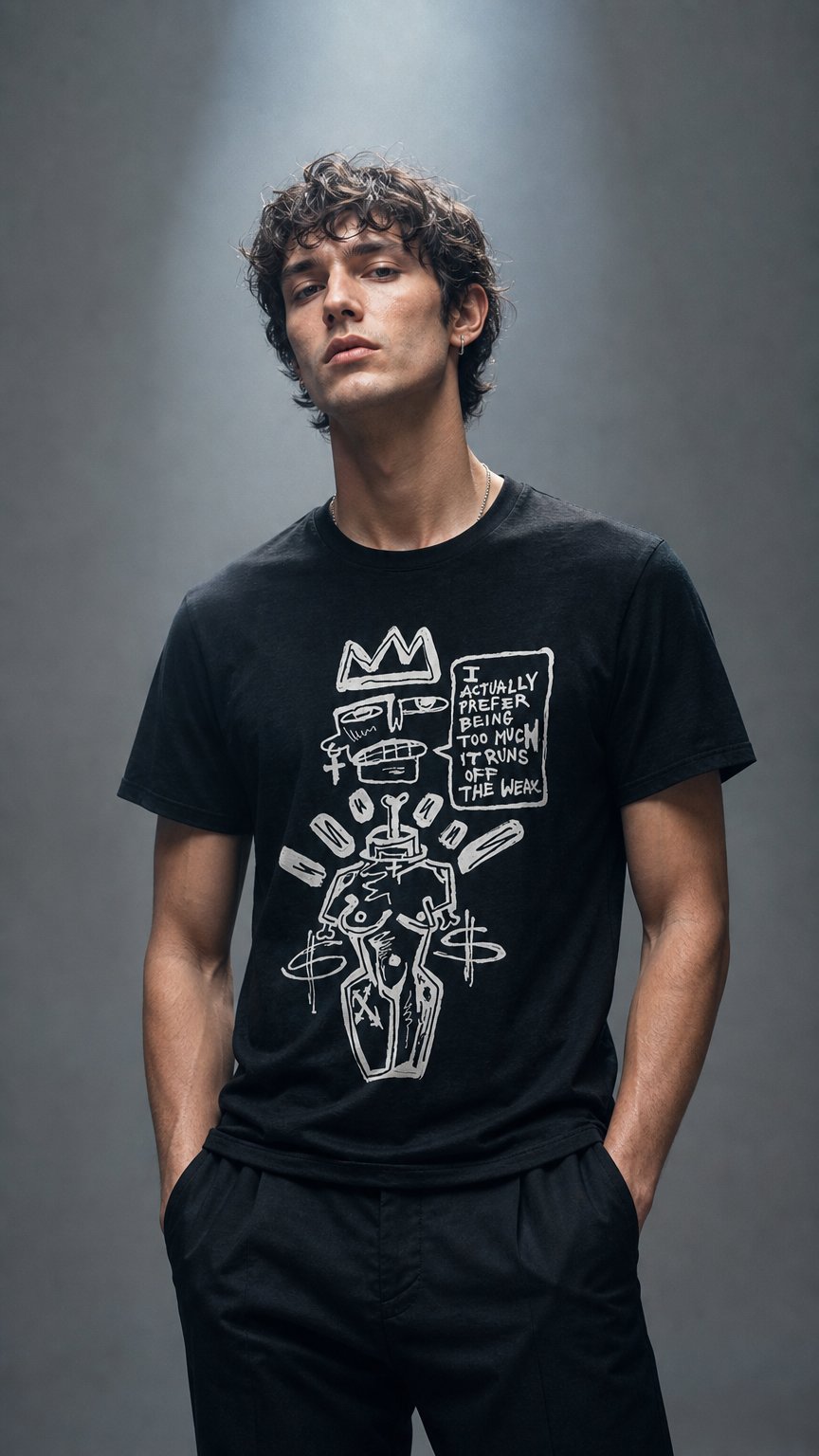 AI product shot of Too Much Big Print T-shirt