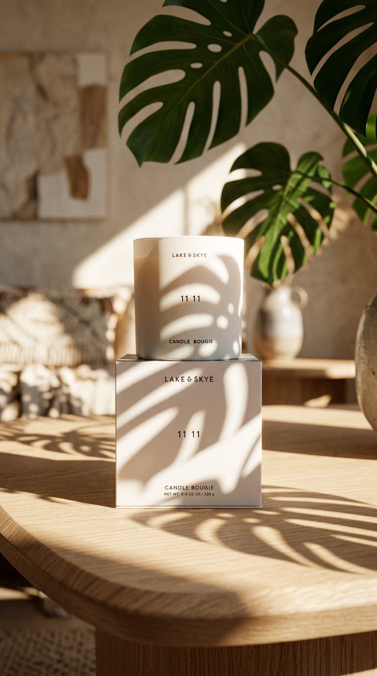 AI product shot of 11 11 Candle