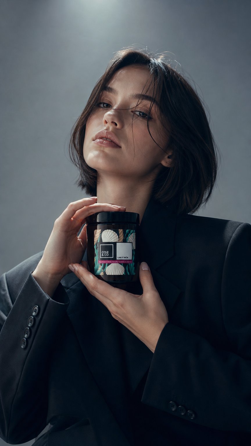 AI product shot of Lan Y Môr Candle in a Jar