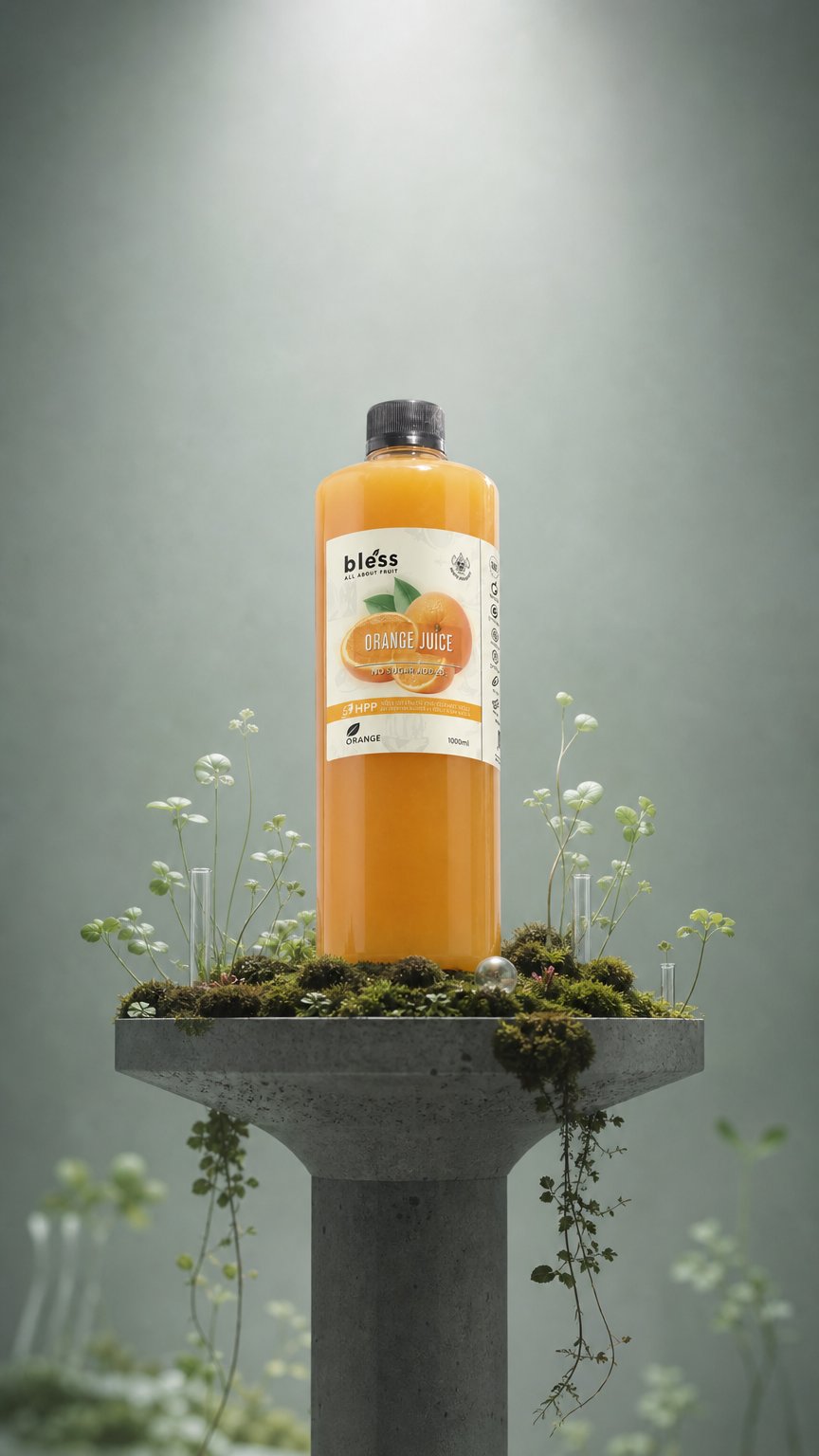 AI product shot of 冷壓橙汁