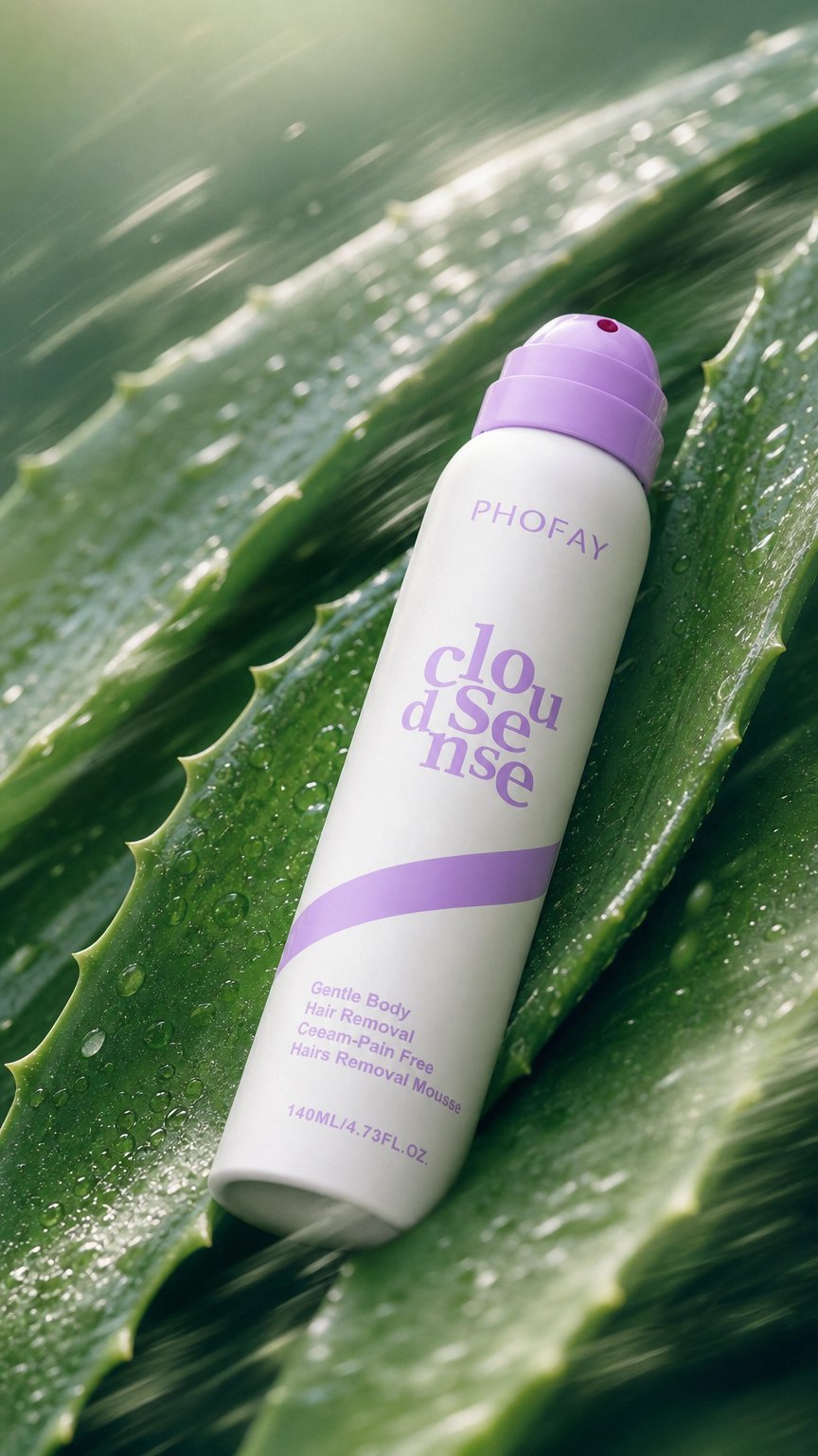 AI product shot of PHOFAY Spray-On Hair Removal Mousse