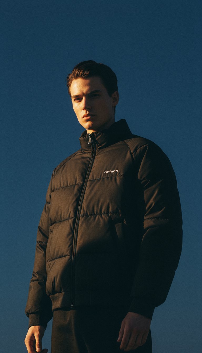 AI product shot of Carhartt WIP Nebraska Jacket Black/White
