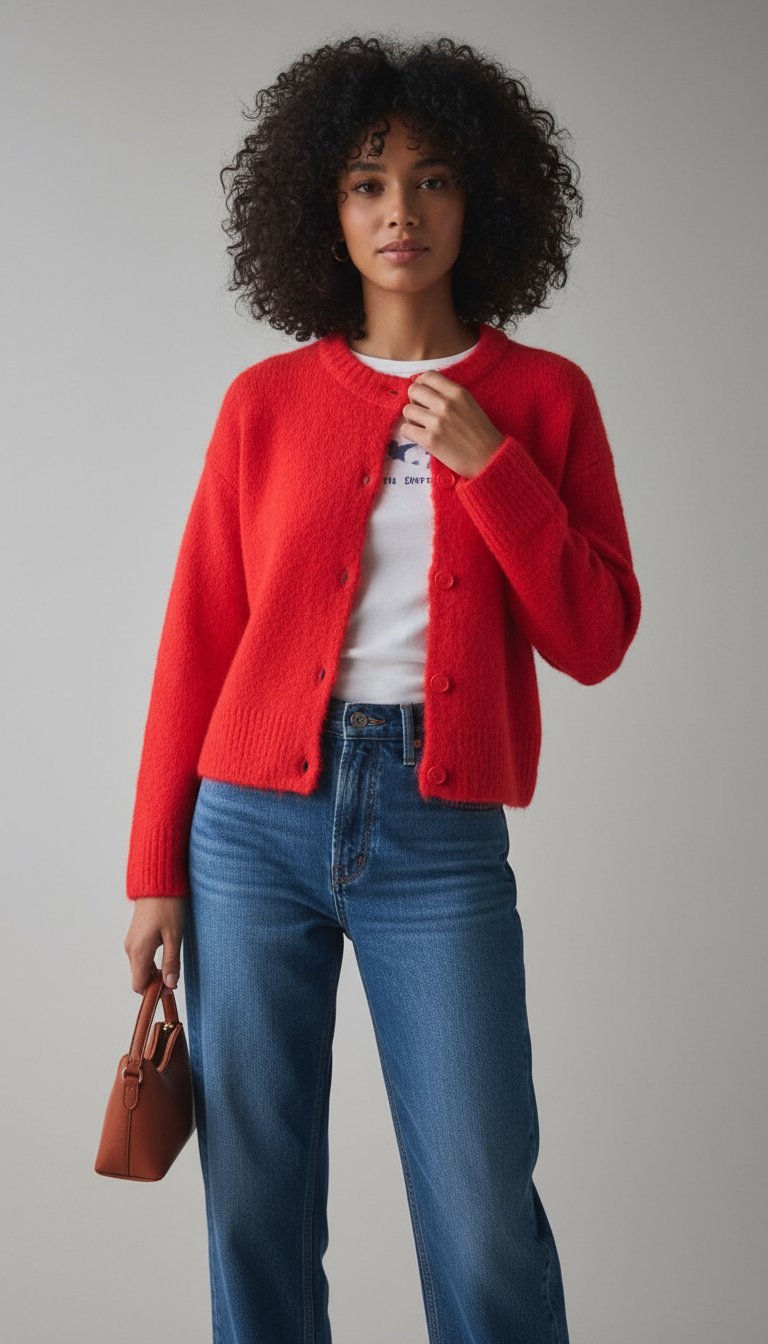 AI product shot of BDG Becca Brushed Knit Oversized Cardigan