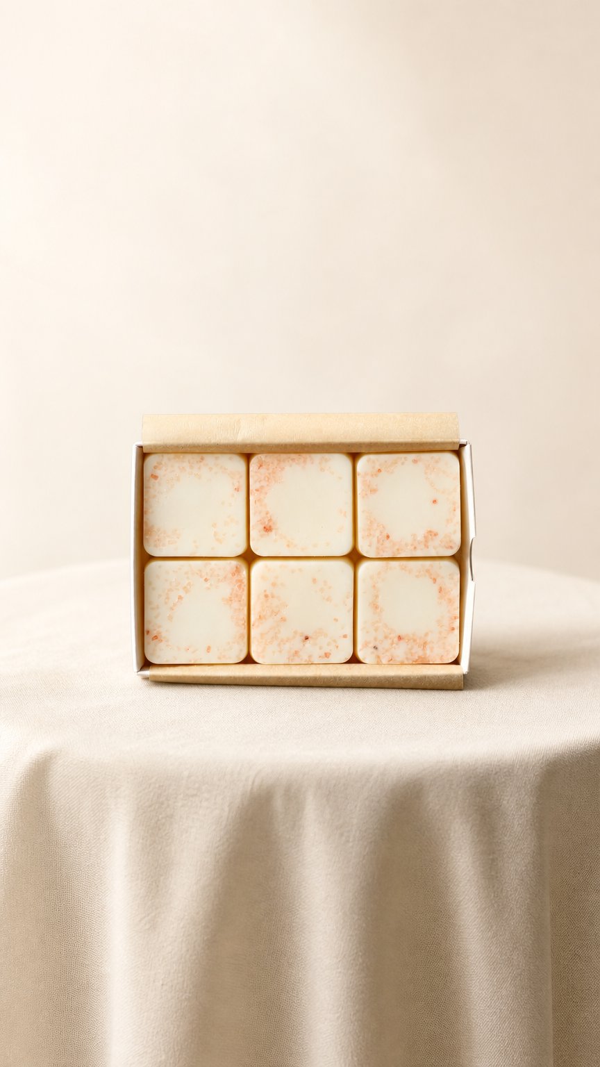 AI product shot of Pink Salt & Wood Wax Melts