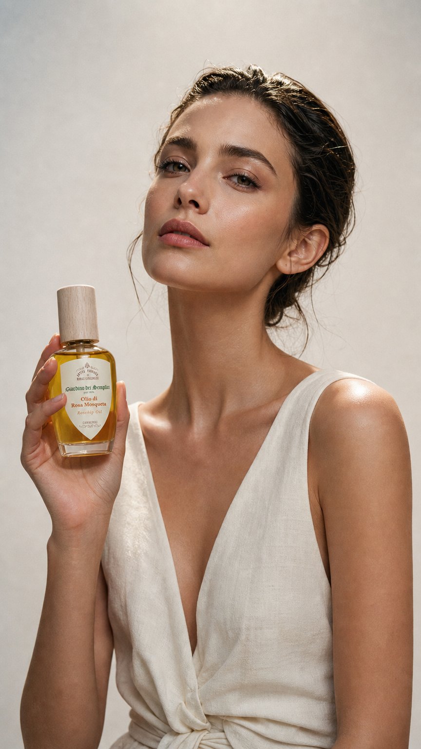 AI product shot of OLIO DI ROSA MOSQUETA 50 ML