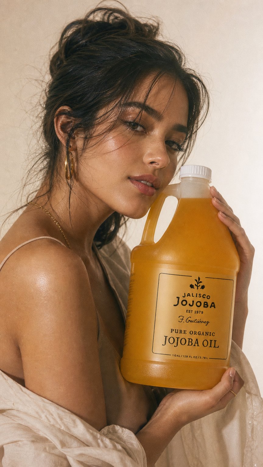 AI product shot of Certified Organic Unrefined Premium Jojoba oil