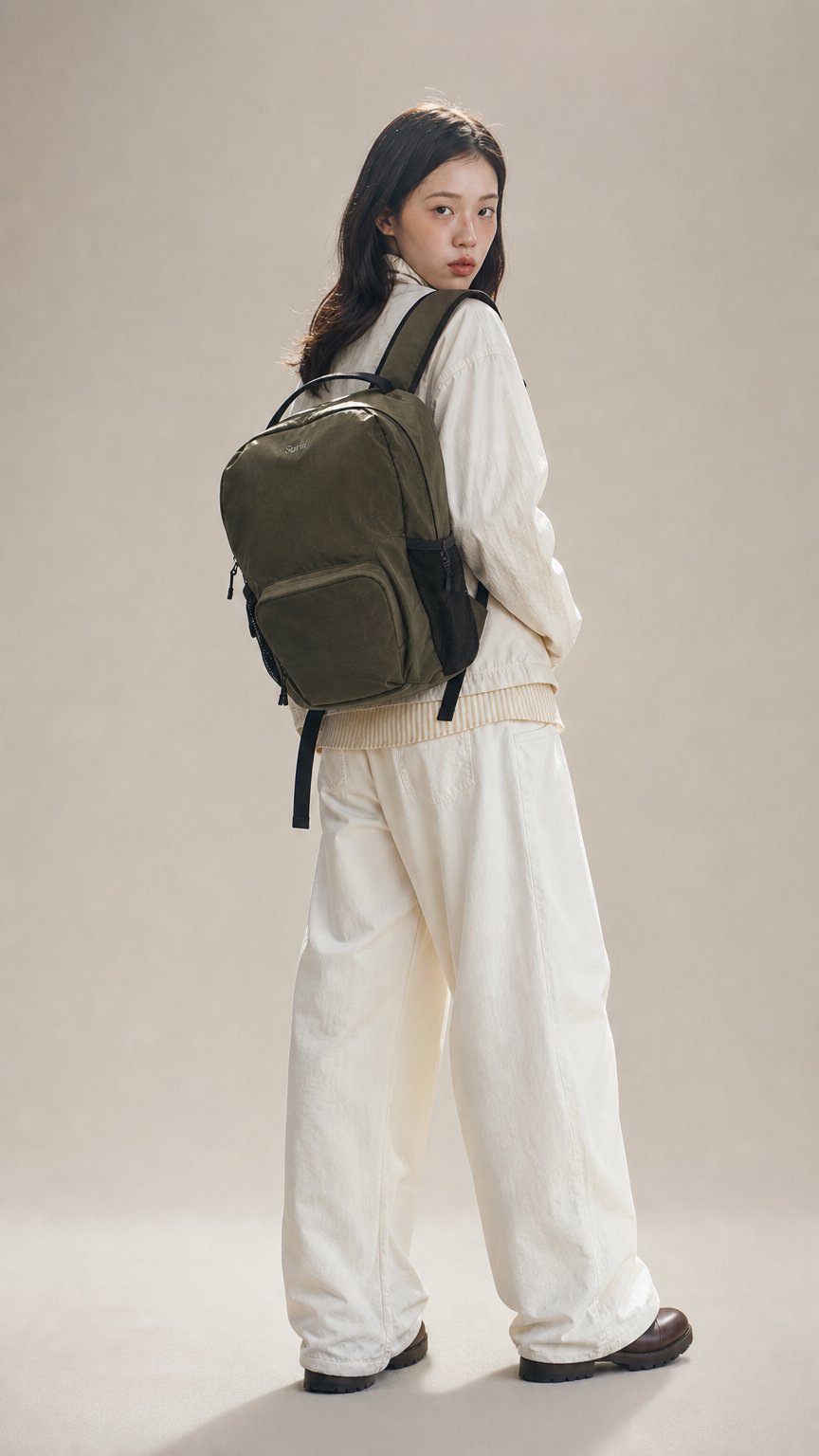 AI product shot of Kivo Backpack (Olive)