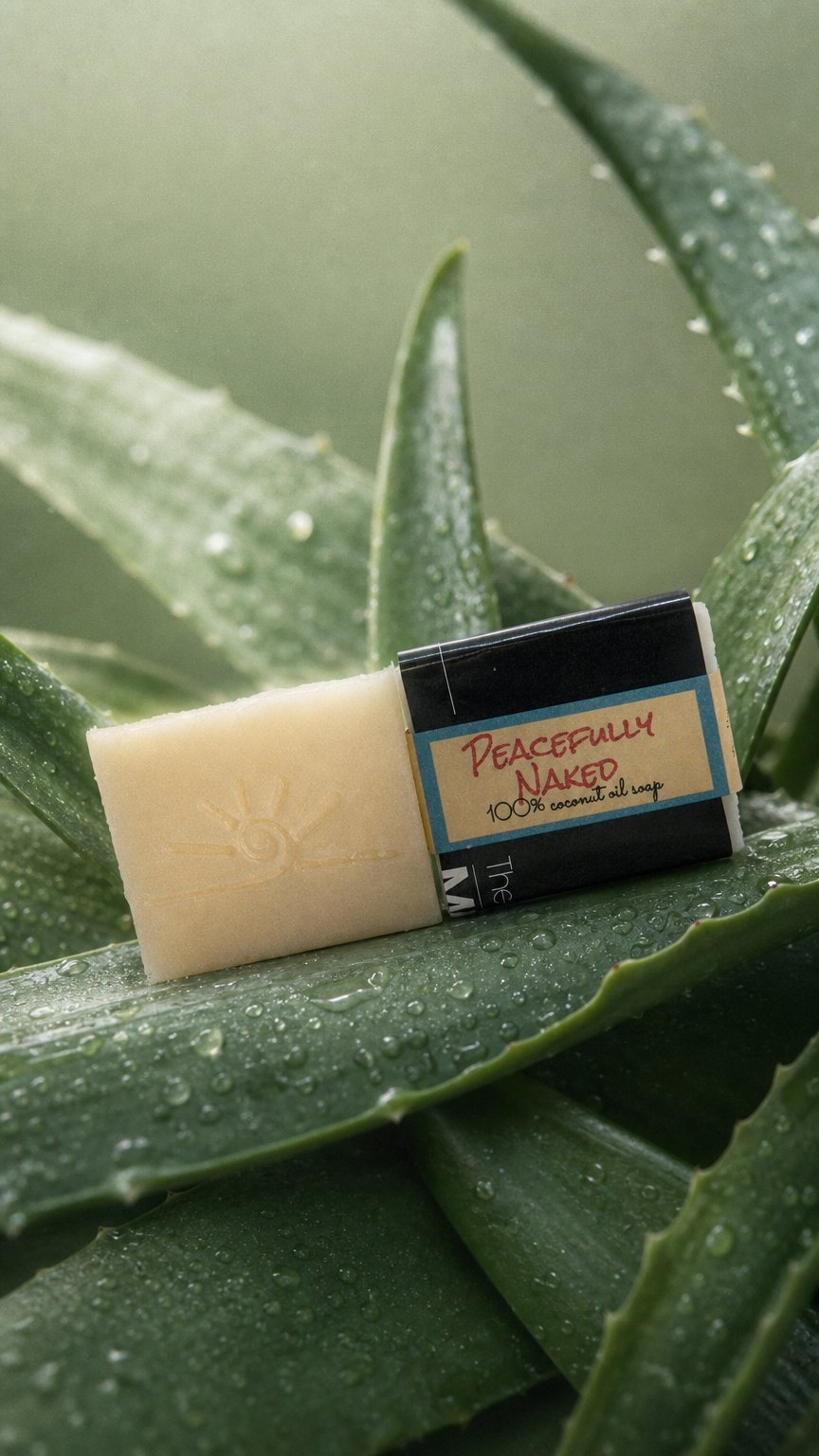 AI product shot of Peacefully Naked - Handmade Soap