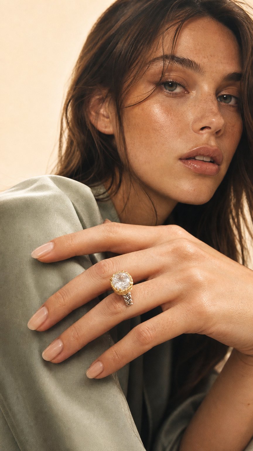 AI product shot of Mixed Metal Braid Chain Ring