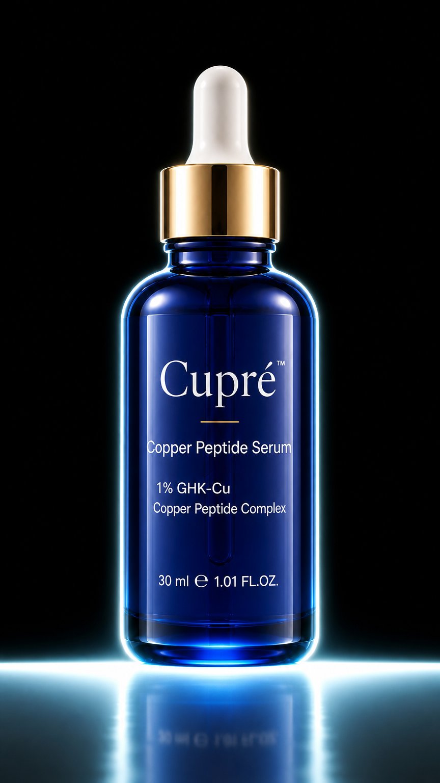 AI product shot of Cupré blå kobberpeptidserum 1%