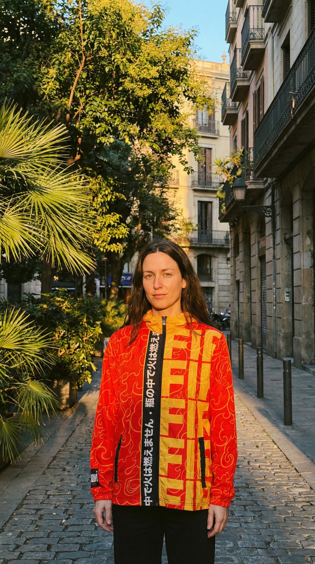 AI product shot of FIRE Windbreaker Jacket