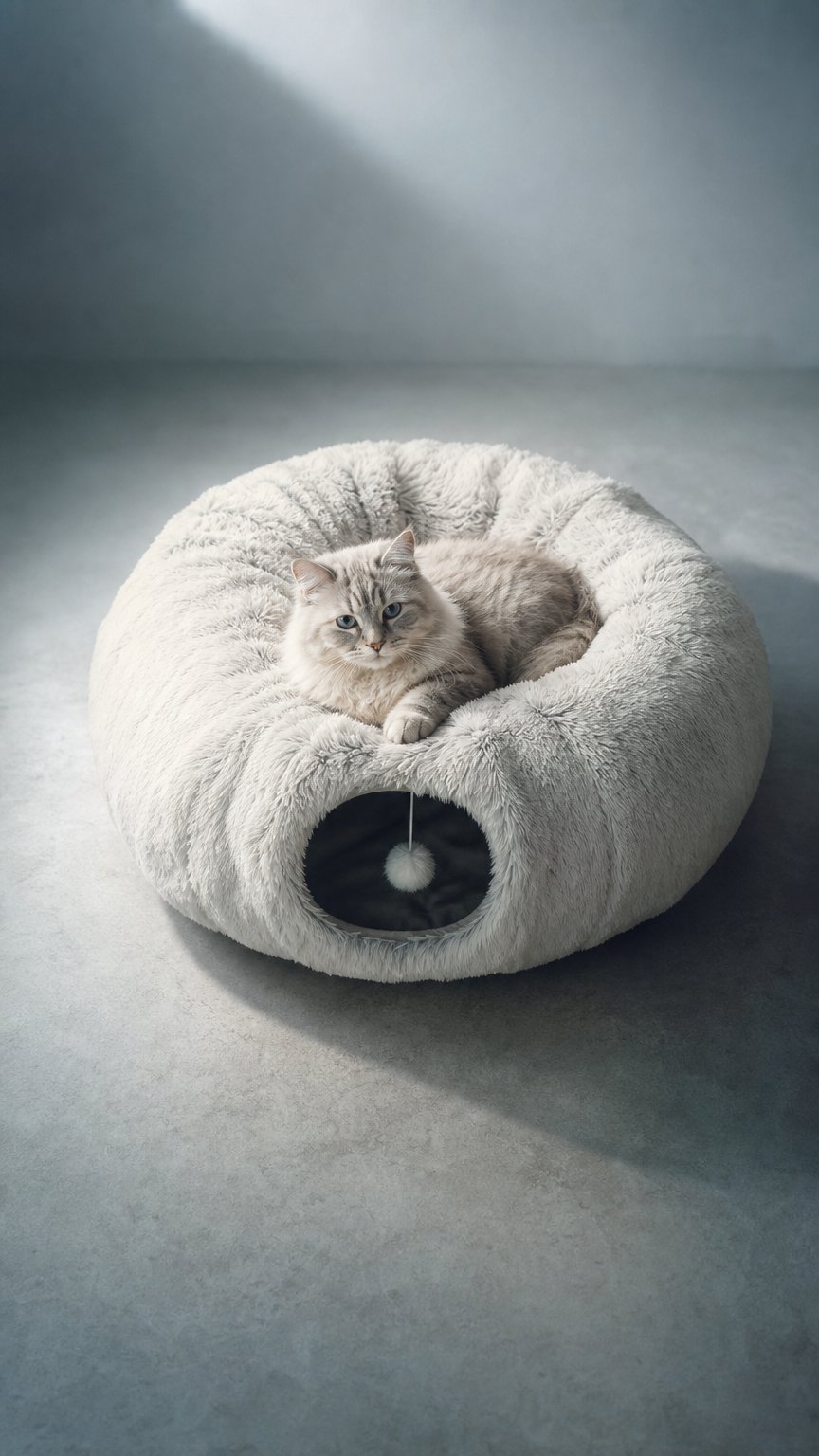 AI product shot of 2 In 1 Round Tunnel Cat Beds