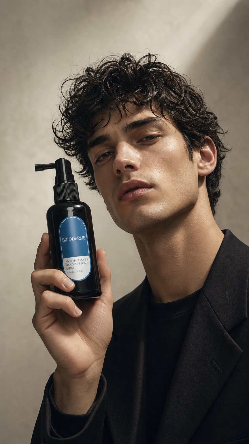 AI product shot of BRIODERME Anti-Hair Loss Dandruff Scalp Spray 100ml