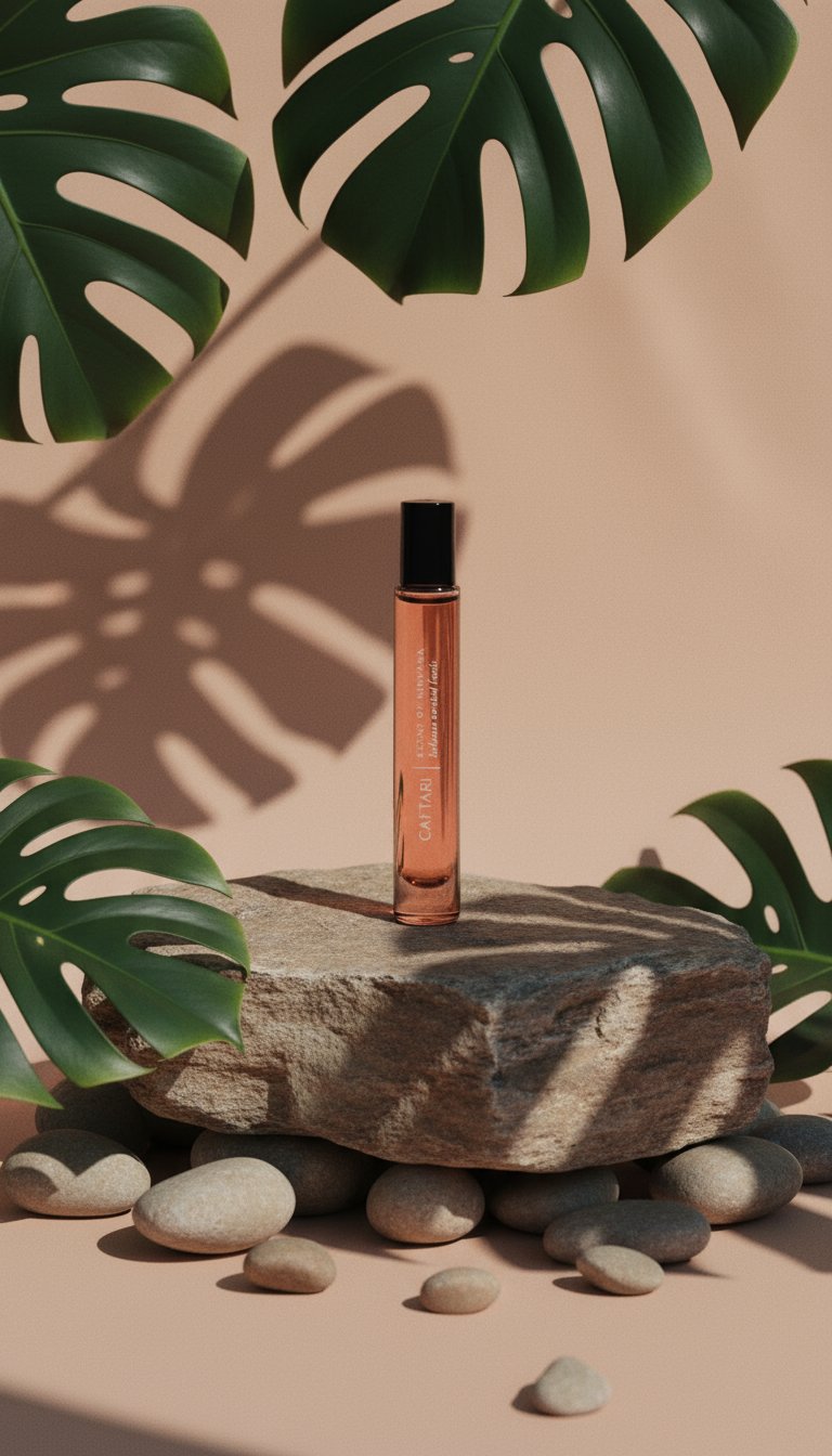 AI product shot of Scent of Nirvana Rollerball