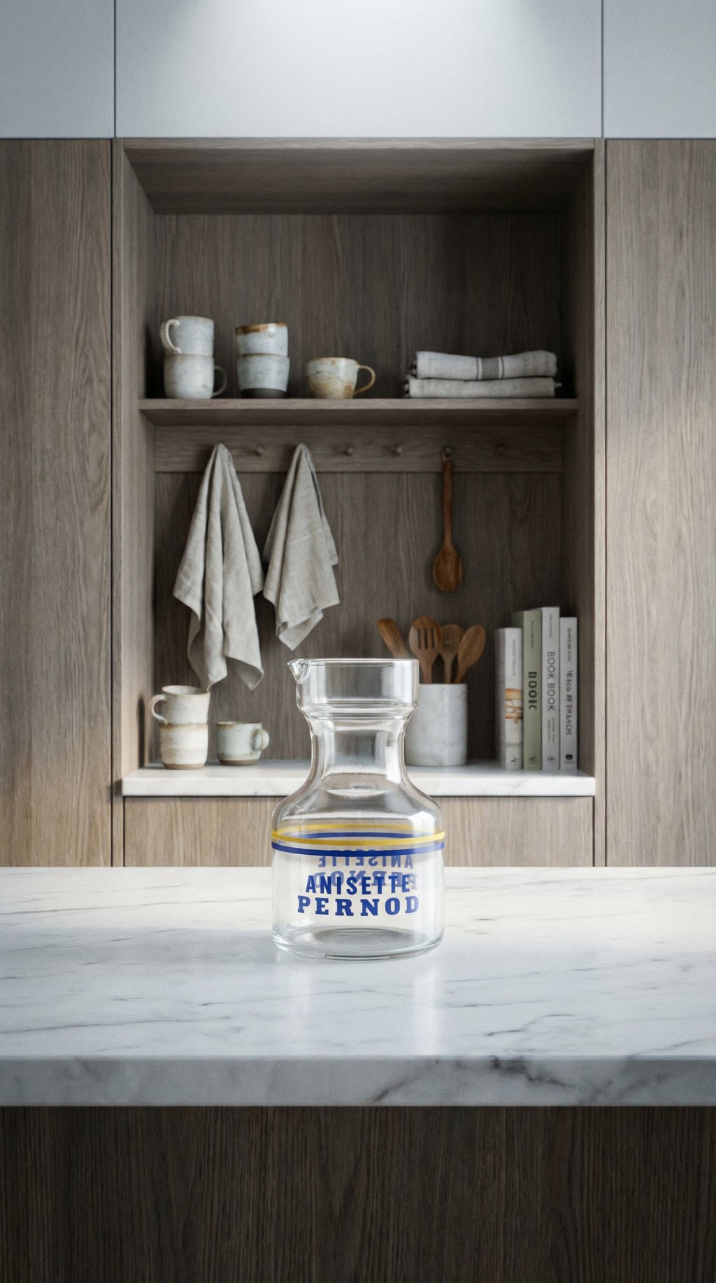 AI product shot of Vintage French Anisette Pernod Pastis Carafe – Bistro Barware Charm