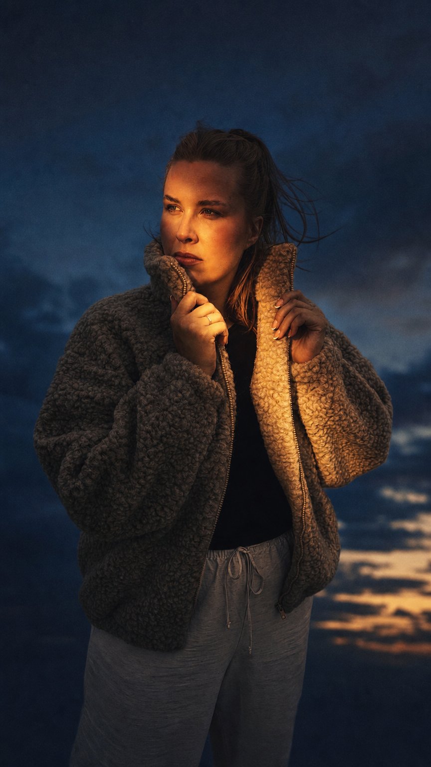 AI product shot of Mimimi - Bluza rozpinana na zamek - beżowy