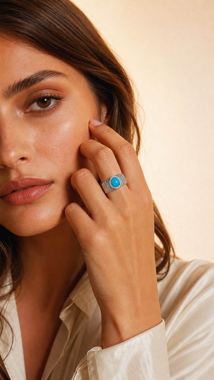 AI product shot of Tinos Turquoise Ring