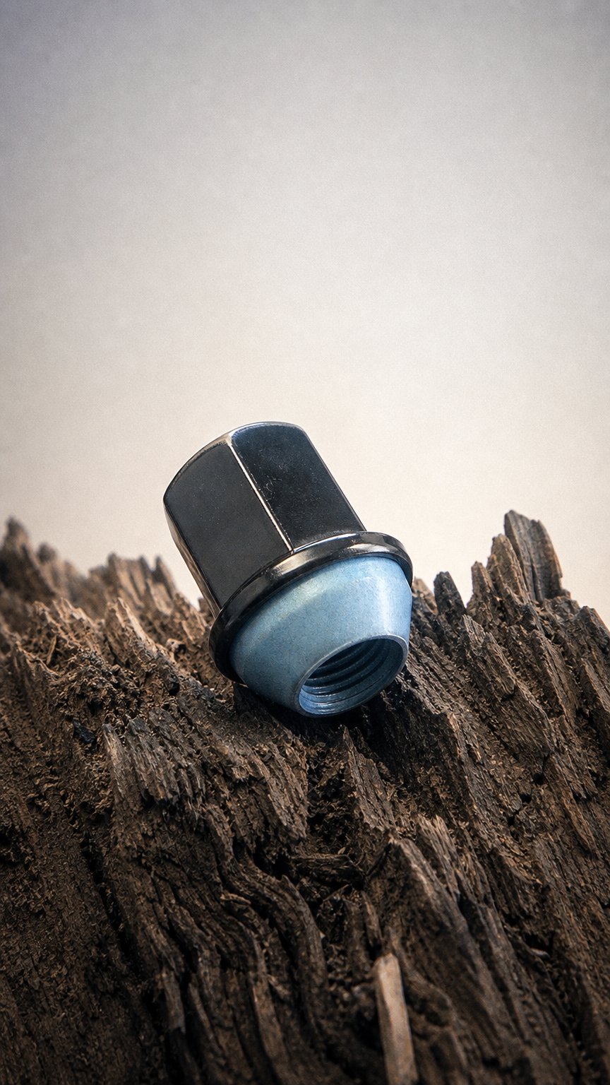 AI product shot of Jeep Wheel Lug Nuts M14x1.5 | Jeep Gladiator, Grand Cherokee, Wagoneer, Wrangler | Black Stainless Steel Wheel Nuts